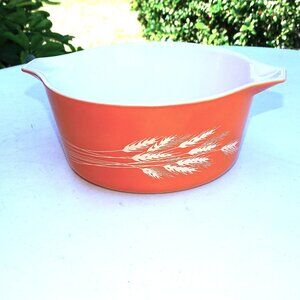 Vintage Pyrex Autumn Harvest Wheat Orange Cinderella Mixing Bowl 1.5 Qt 474-B
